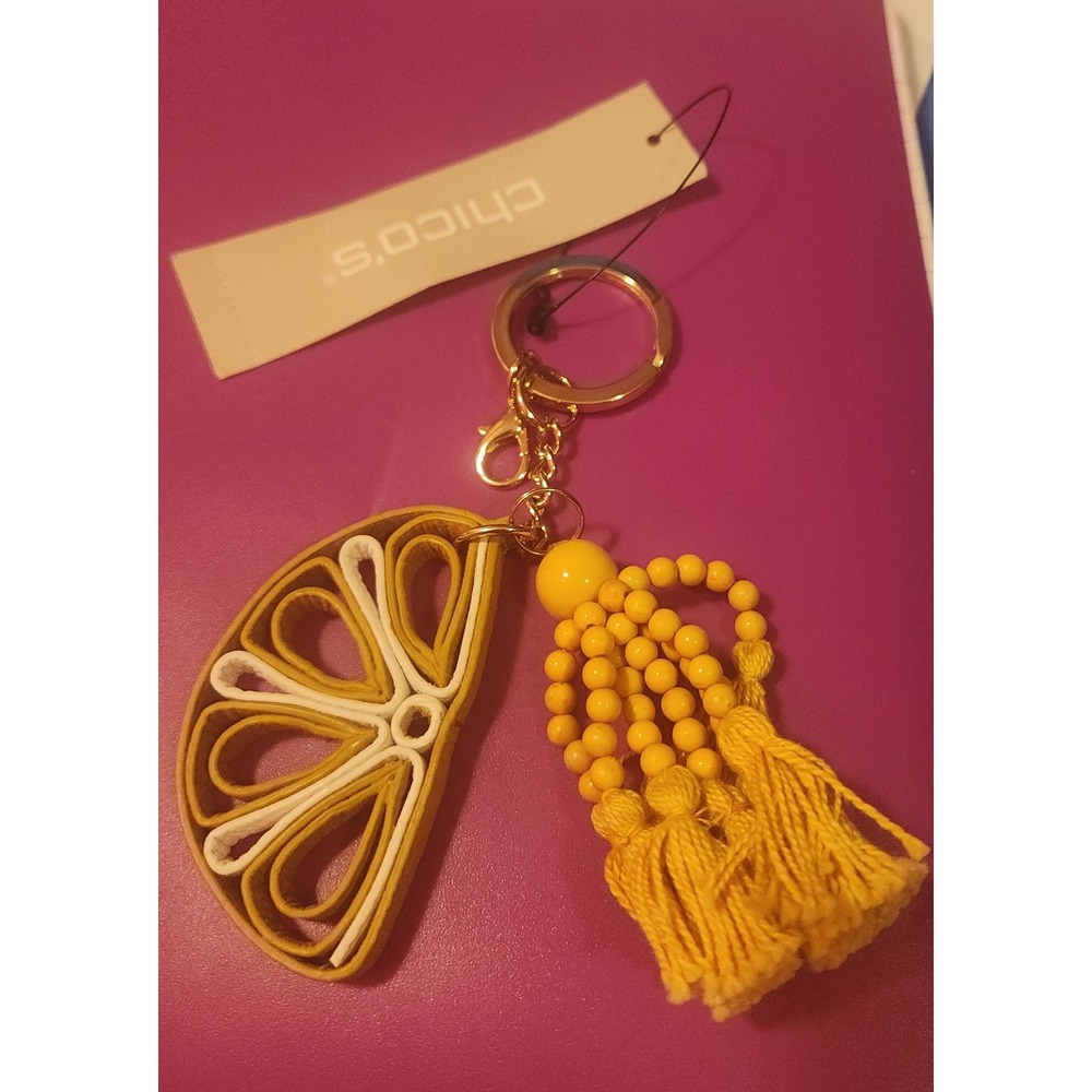 Chicos keychain nwt lemon slice and tassel